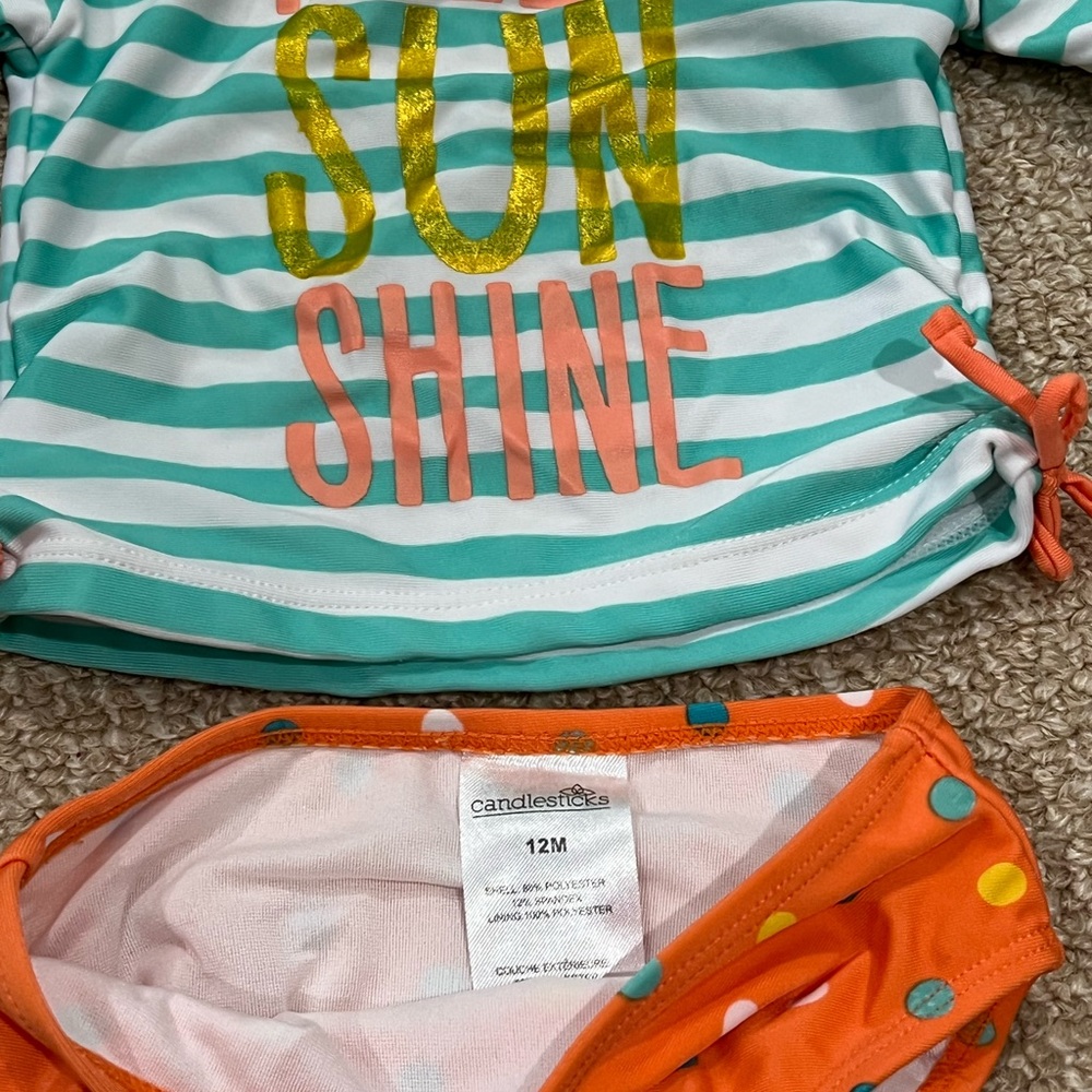 CandleSticks Baby Girl Swimsuit Set 12M NWOT - Picture 3 of 3